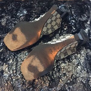 Gucci Shoes - Gucci sling back wedge heels black patent Gucci Shoes - Gucci sling back wedge heels black patent